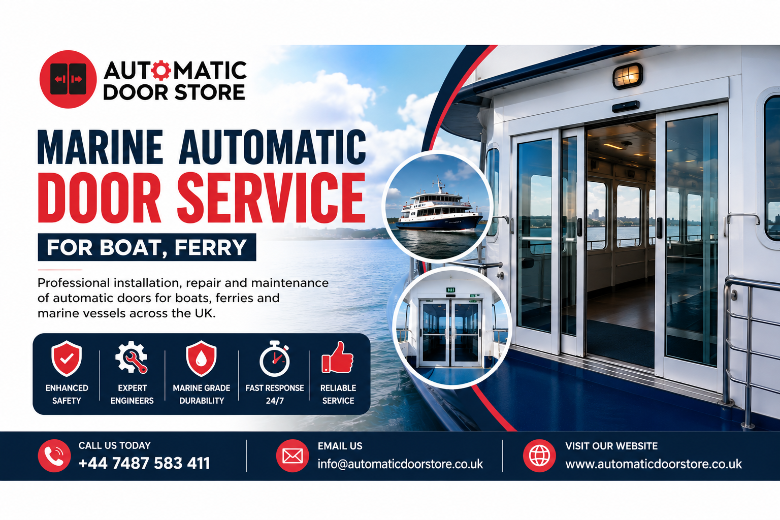 Marine Automatic Door service for boat, ferry